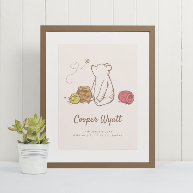 Poster Classic Pooh et pots de miel Statistiques de naiss (Créateur téléchargé)