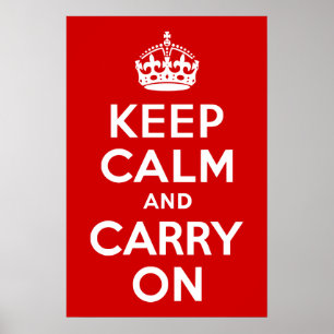 Poster Classic Red and White Keep Calm and Carry On