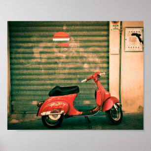 Poster Classic scooter rouge en Italie