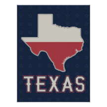 Classic Texas Map with Lone Star Flag and Stars