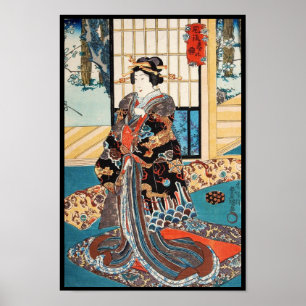 Poster Classic vintage ukiyo-e japanese geisha Utagawa