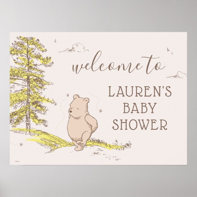 Poster Classic Winnie l'Affiche de bienvenue Baby shower  (Devant)