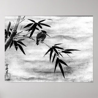 Poster Classics Zen - Sesshu - Oiseau et Bambou