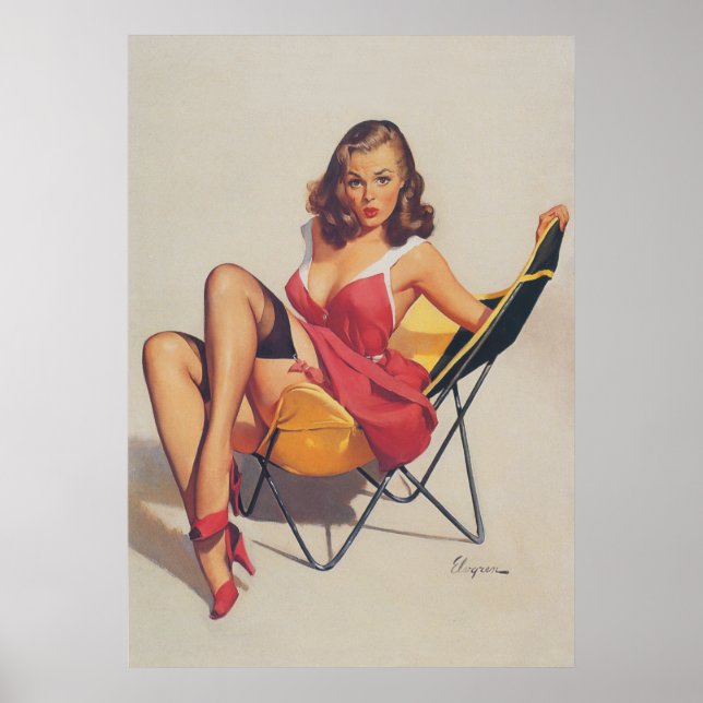 Poster Classique années 1950 Vintage Pin Up Girl (Devant)