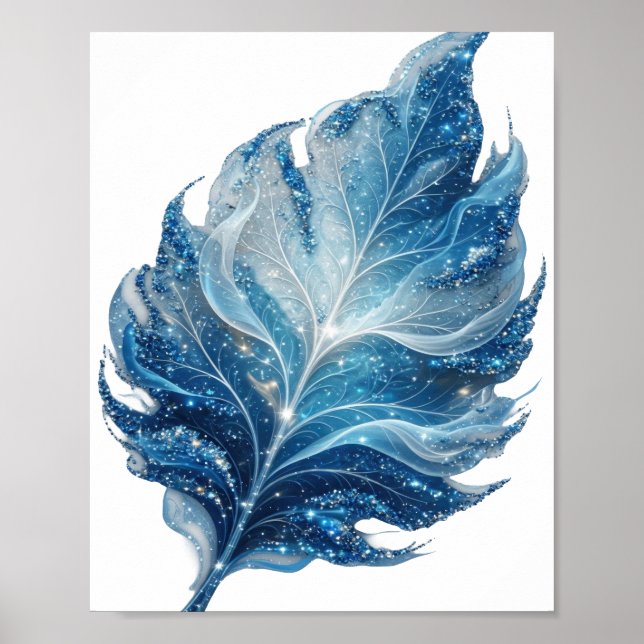 Poster Classique Argent BLUE STAR LEAF Design Moderne (Devant)