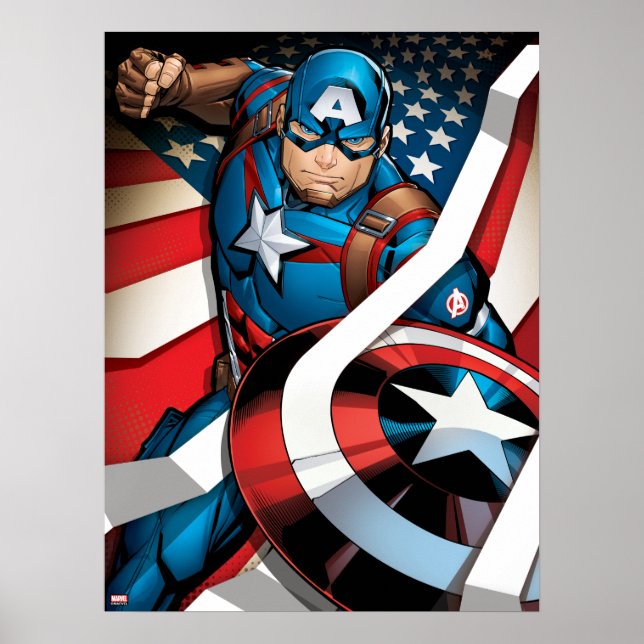Poster Classique Avengers | Capitaine Amérique avec des r (Devant)