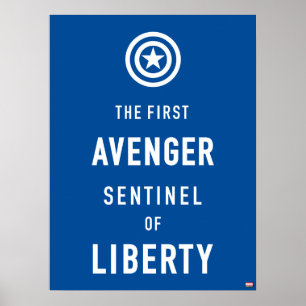 Poster Classique Avengers Capitaine Amérique Typographi