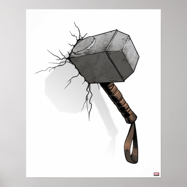 Poster Classique Avengers | Frappe de marteau de Thor (Devant)