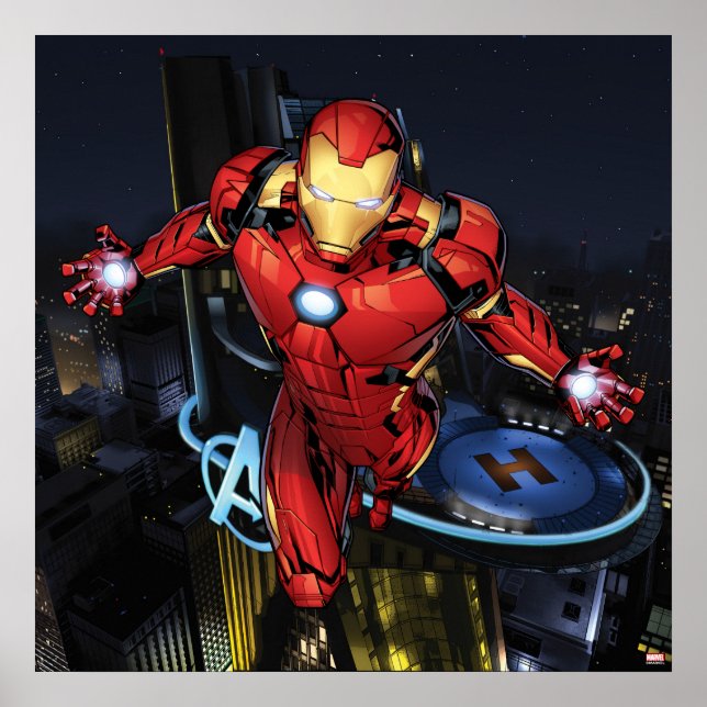 Poster Classique Avengers | Iron Man Flying Forward (Devant)