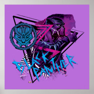 Poster Classique Avengers   Neon Black Panther Graphic