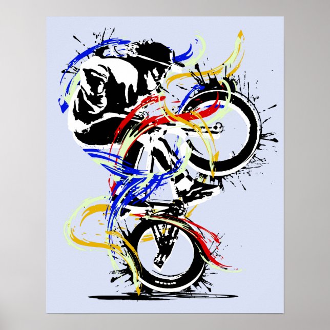 Poster Classique BMX Flatland coloré (Devant)