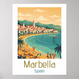 Poster Classique Coloré Marbella Espagne Voyage Élégant A