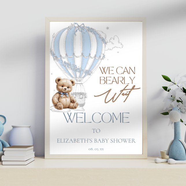 Poster Classique Cute Teddy Bear Balloon Bienvenue (Créateur téléchargé)