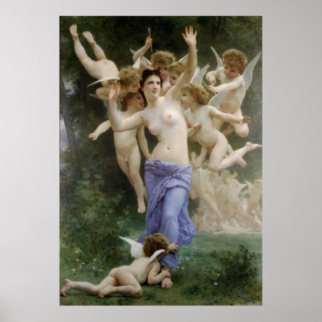 Poster Classique de Bouguereau 1892 Peinture Le Nid De La (Devant)