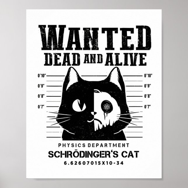 Poster classique de chat mort ou vivant Recherché (Devant)