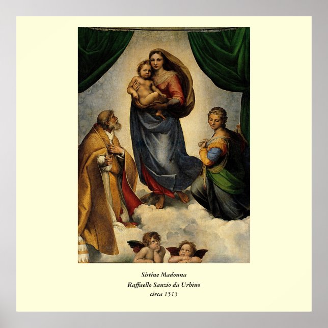 Poster Classique de Raphael "Vierge Sixtine" (vers 1513) (Devant)