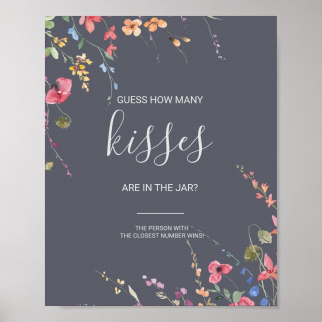 Poster Classique Devis Combien De Baisers Fête des mariée (Devant)