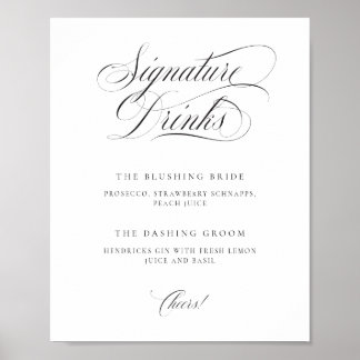 Poster Classique Elégant Mariage Signature Boissons Table