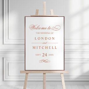 Poster Classique Élégant Terracotta Mariage Accueil