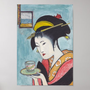 Poster Classique japonais Geisha Lady Art
