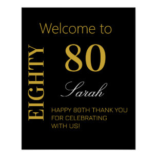 Poster Classique Moderne 80e Anniversaire Black Gold Bien