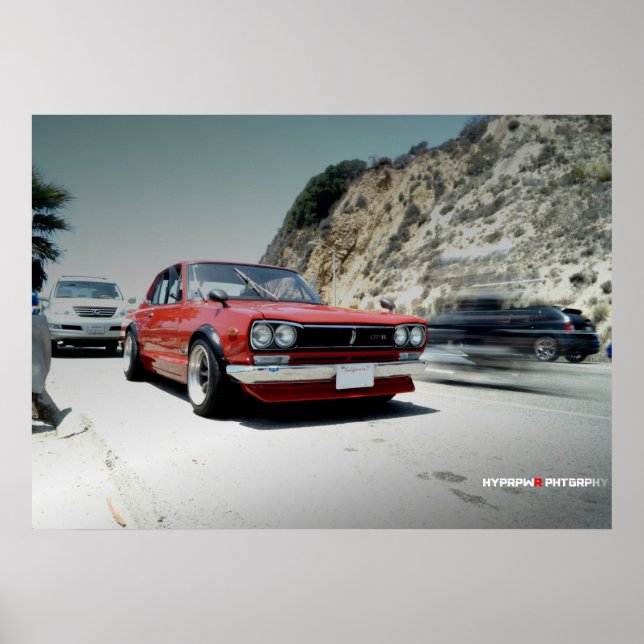 Poster "Classique" Nissan Hakosuka Skyline sur PCH (Devant)