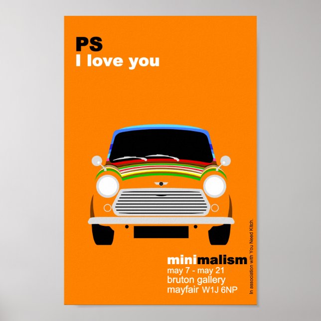 Poster Classique Original Mini Cooper art minimaliste (Devant)