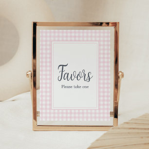 Poster Classique Rose En vichy Baby shower Faveurs