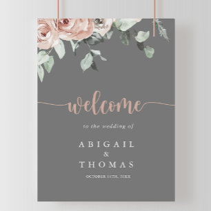 Poster Classique Rose Poussiéreuse Rose Florale Mariage B