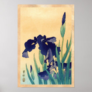 Poster classique vintage japonais ukiyo-e violet irises a