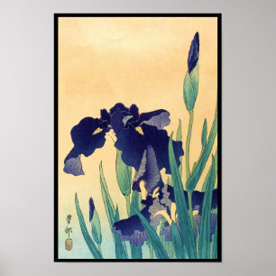 Poster classique vintage japonais ukiyo-e violet irises a