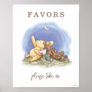 Poster Classique Winnie l'Ourson Outre la Lune Baby Showe