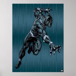 Poster Classiques Avengers   Black Panther attaque avec s