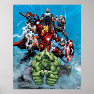 Poster Classiques Avengers Hulk menant les Avengers