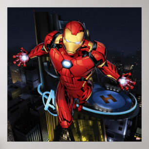 Poster Classiques Avengers   Iron Man volant vers l'avant