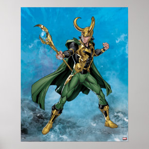 Poster Classiques Avengers Loki avec bâton