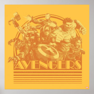 Poster Classiques des Avengers Graphique Rétro des Aven