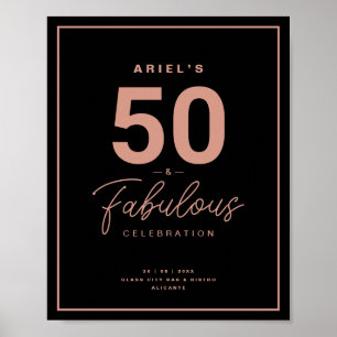 Poster Classy Black Rose Gold 50&Fabuleux fête d'annivers