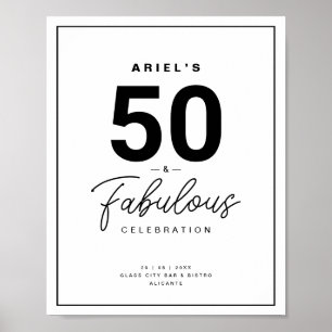 Poster Classy Black & White 50 & Fabuleux fête d'annivers