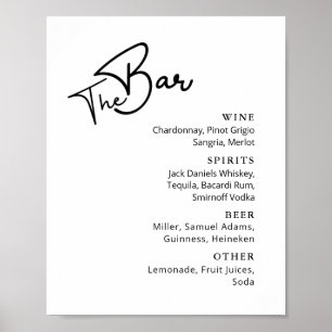 Poster Classy Black white typography menu barre mariage P