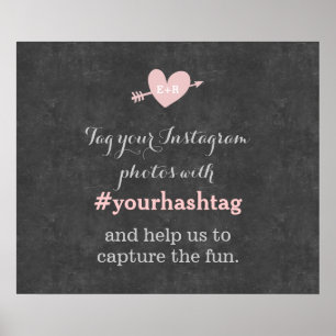 Poster Classy Chalkboard Mariage Photos Hashtag Sign