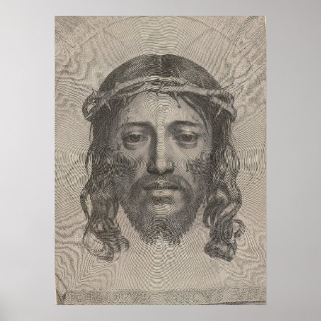 Poster Claude Mellan’s Face of Christ 1649 engraving (Devant)
