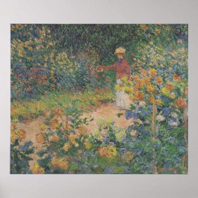 Poster Claude Monet 1895 Vintage dans le jardin (Devant)