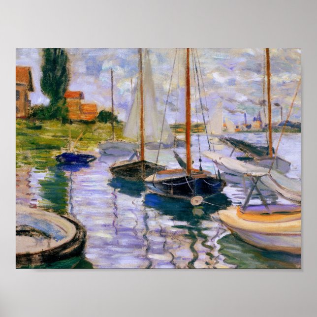 Poster Claude Monet - Bateaux à voile sur la Seine (Devant)