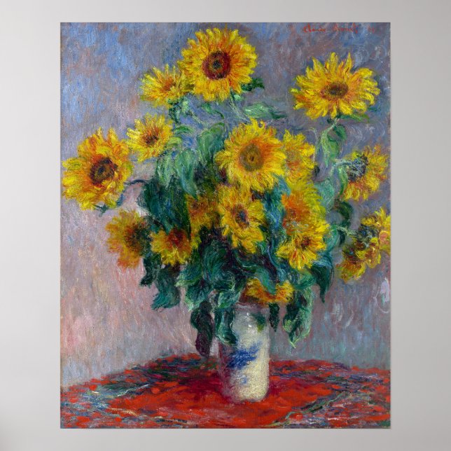 Poster Claude Monet Bouquet de tournesols (Devant)