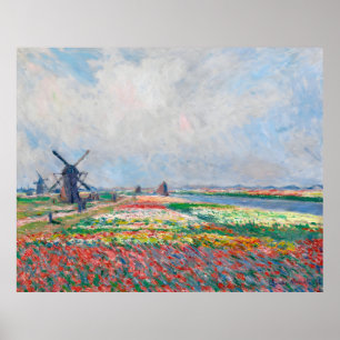 Poster Claude Monet, Bulbfield et Windmill à proximité de