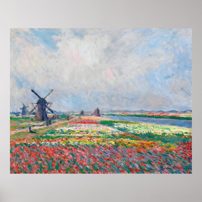 Poster Claude Monet, Bulbfield et Windmill à proximité de (Devant)