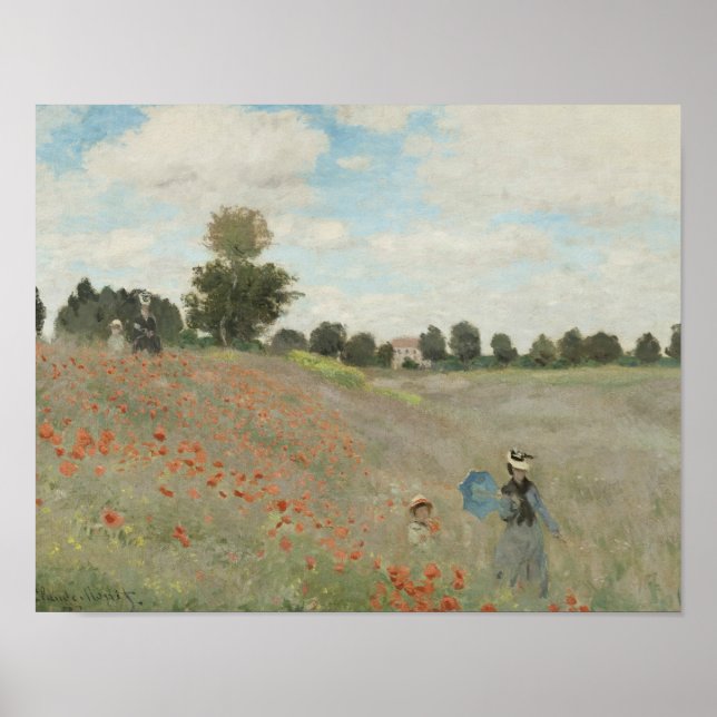 Poster Claude Monet - Champ de pavot (Devant)