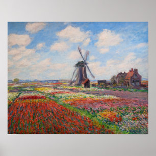 Poster Claude Monet - Champ de tulipes en Hollande