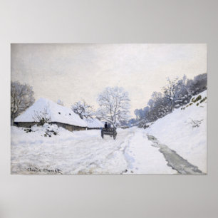 Poster Claude Monet - Chariot sur la route enneigée à Hon